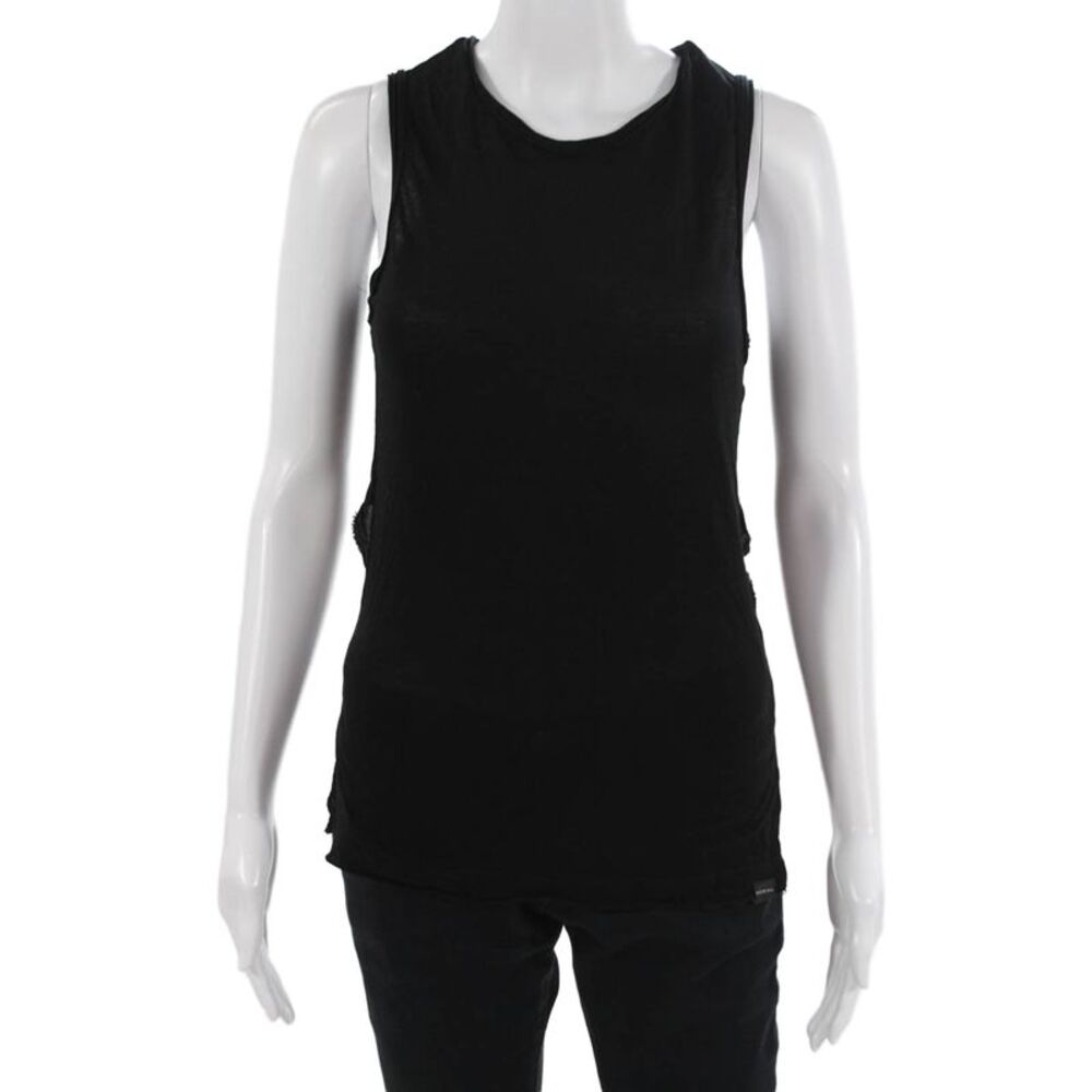 KORAL ACTIVEWEAR Womens Mesh Back Crew Neck Sleeveless Active Top Black Size XS